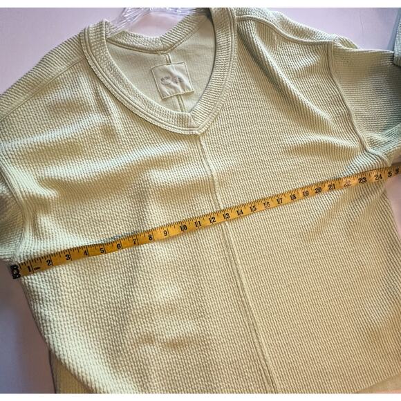 Aerie Wonder Textured Sweatshirt Womens Large Pistachio Green V-Neck *FLAW - Picture 11 of 12